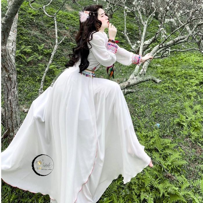 Mua Đầm Maxi Phong Cách Boho Vintage Trắng Váy Maxi Chụp Ngoại Cảnh  Tiki