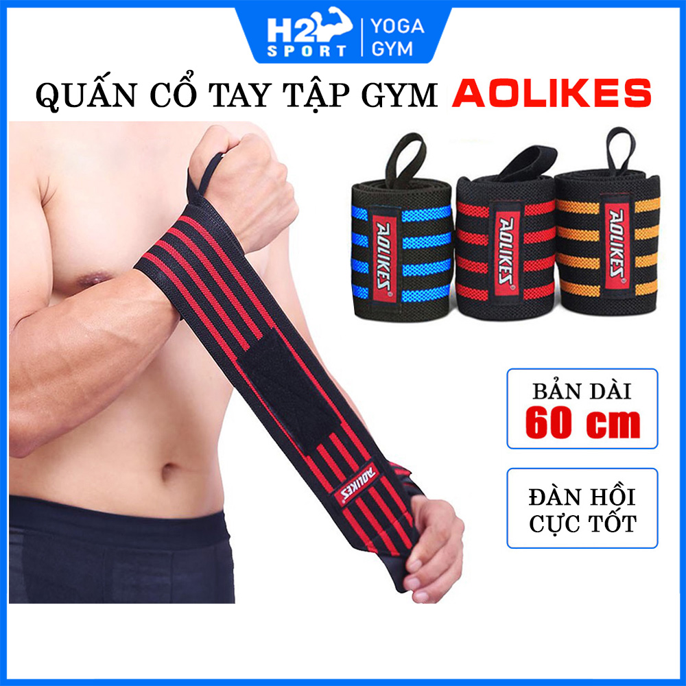 Đai Quấn Cổ Tay tập GYM Chính hãng Aolikes loại 4 vạch cao cấp dài 60cm