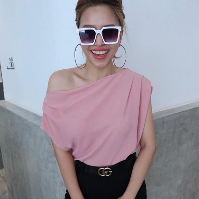 Áo lệch vai thiết kế vải tằm thái siêu xinh