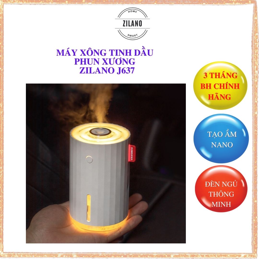 Máy xông tinh dầu phòng ngủ phun sương tạo ẩm có đèn Led thay đèn ngủ Zilano GXZ-J637 - Hàng chính hãng