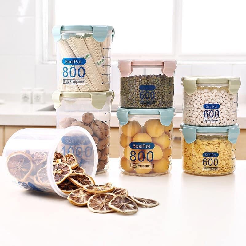 Set 3 hộp đựng thực phẩm, hạt khô 600ml-800ml-1000ml