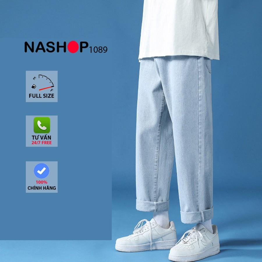 Quần jean bò ống rộng quần ống suông nam nữ unisex lưng cao cạp cao QT 220 Nashop1089