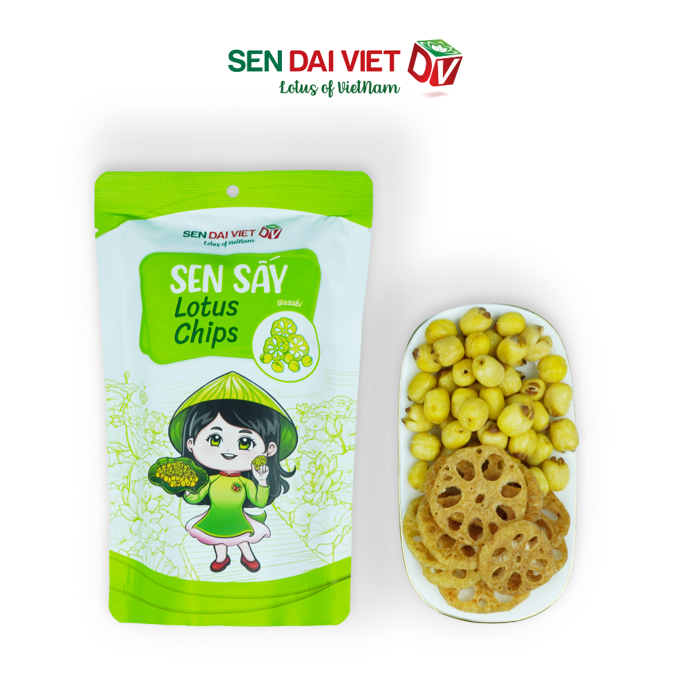Sen Sấy Vị Wasabi- Sen Sấy Giòn Tan, Vị Cay Bùng Nổ, Kích Thích Vị Giác, ĐV- Sen Đại Việt- Gói 30g-Date Mới Nhất.