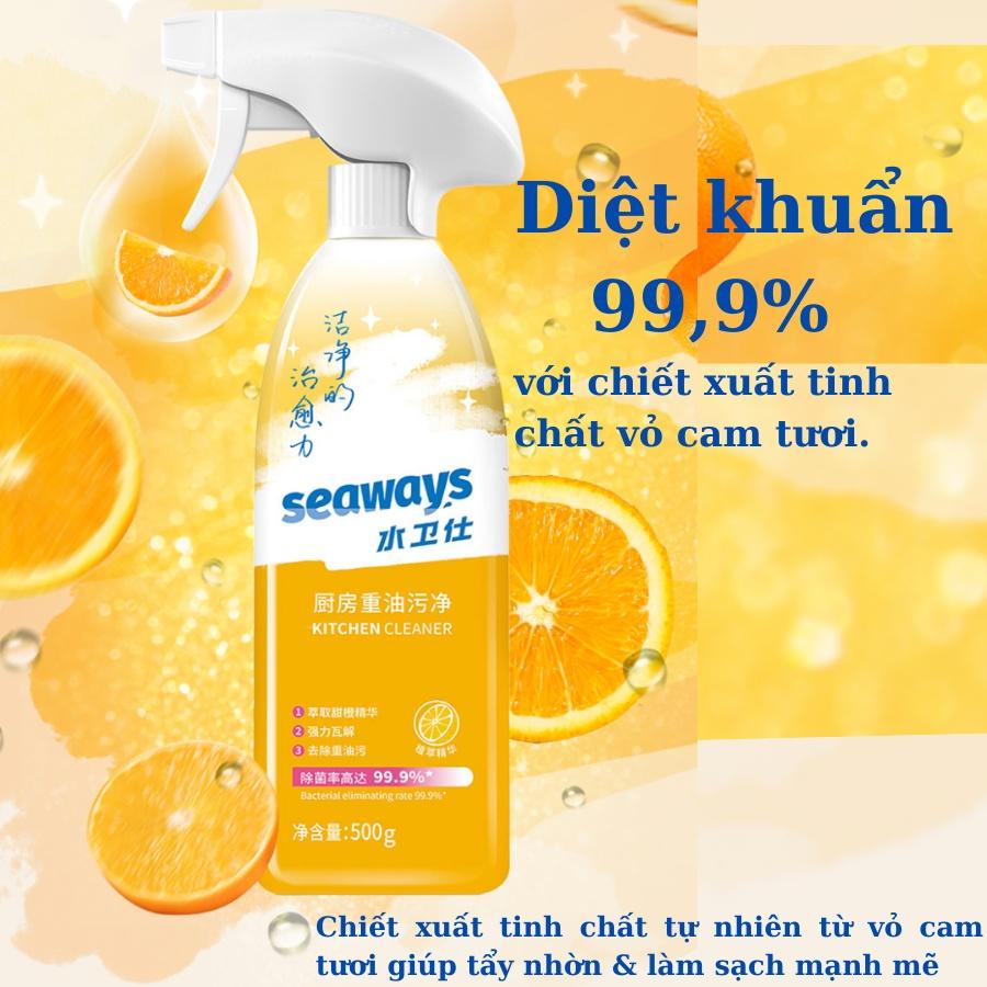 Chai xịt bọt tuyết tẩy rửa nhà bếp SEAWAYS - với thiết kế 2 đầu phun đa năng, chai 500ml