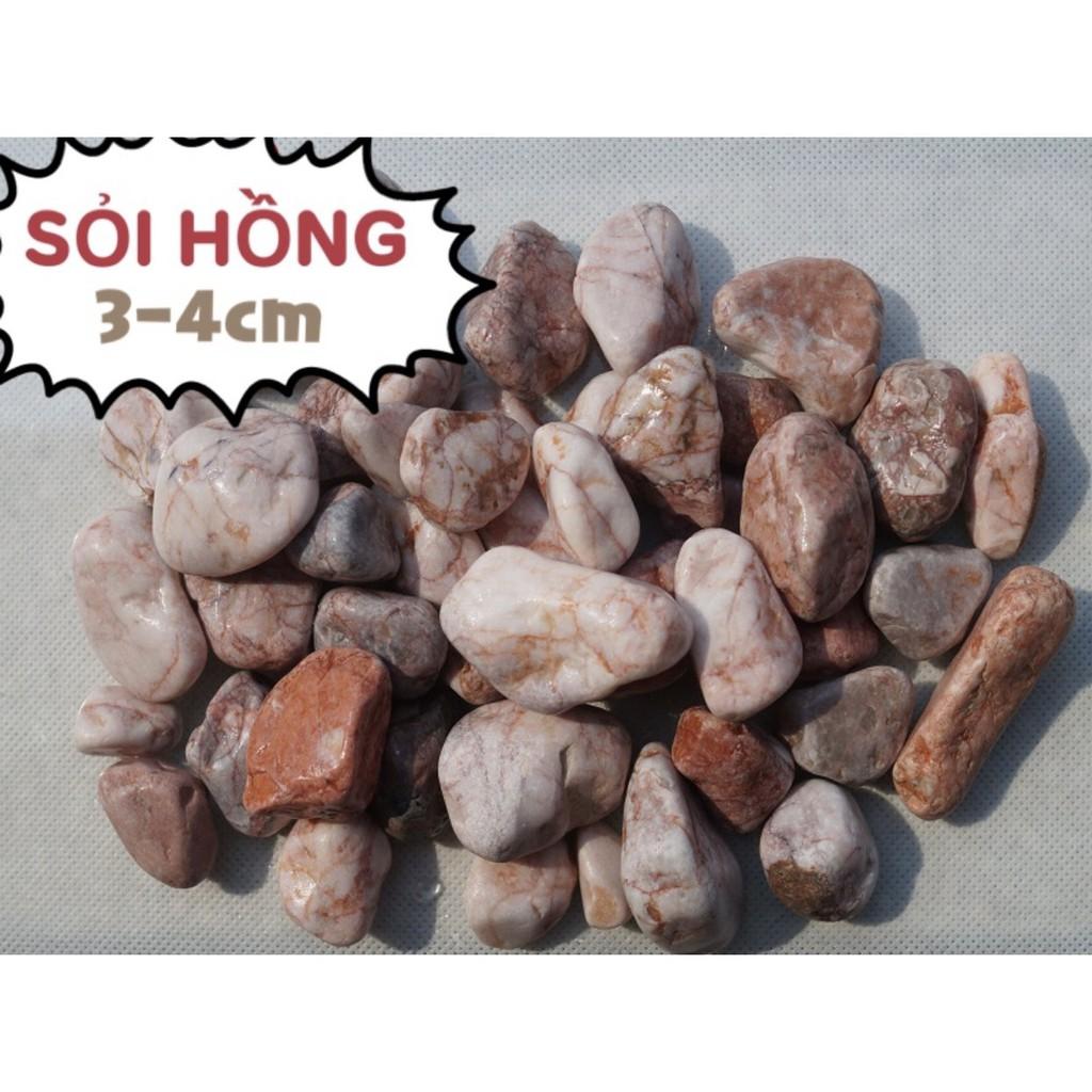 Sỏi Hồng KT 3-4cm Bịch 1kg Trang Trí Bể Cá, Sân Vườn...