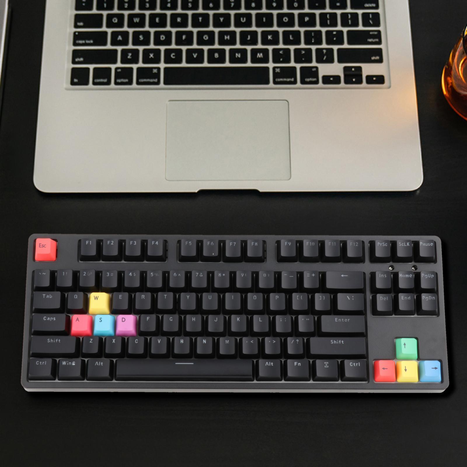 Mechanical Gaming Keyboard RGB LED Rainbow Backlit Wired Keyboard with Red Switches for Gaming PC (87 Keys)