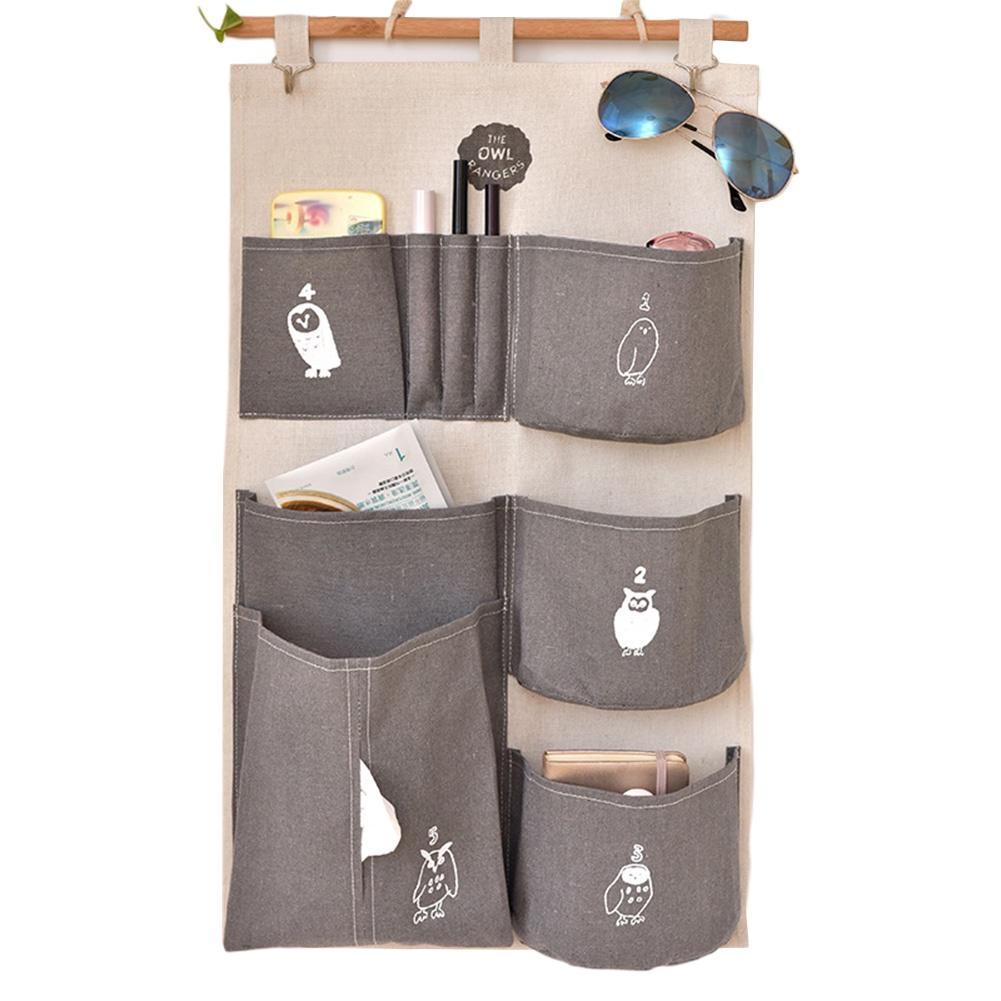 AA Wall Door Closet Hanging Storage Bag, Multi-Pocket Family Storage Bag, Cute Cartoon Design Storage Bag