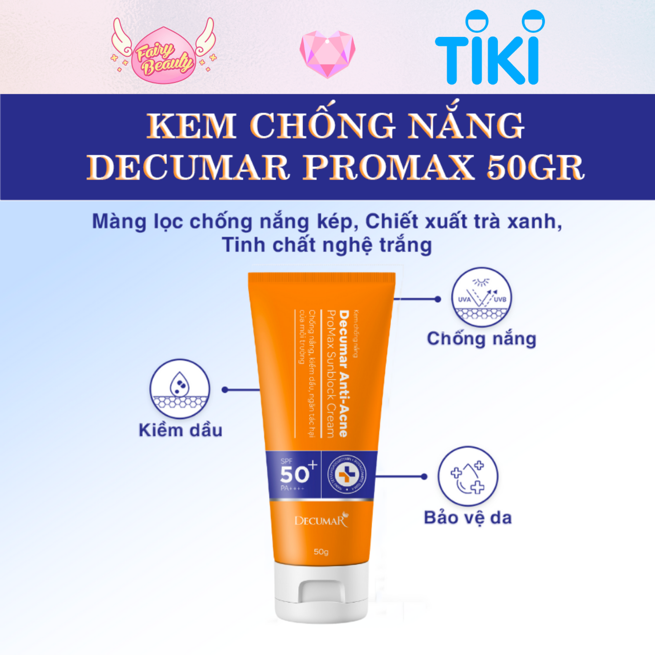 [DECUMAR] Bộ Ba Mini Ngăn Ngừa Mụn &amp; Bảo Vệ Da Toàn Diện (Cleansing Gel 100g, Promax Cream 7g, Sunblock Cream 7g)