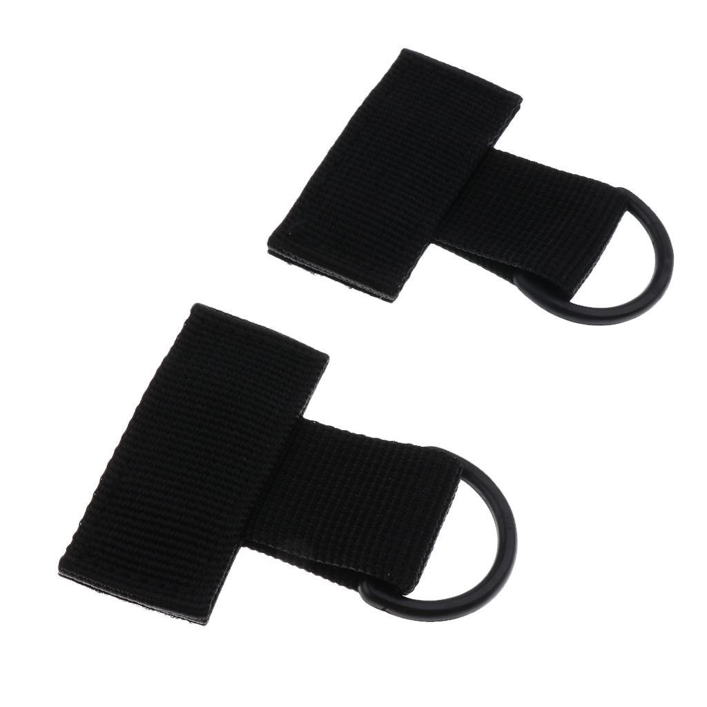 2pcs Outdoor Backpack MOLLE System Nylon Webbing T Hook & Loop D Key Ring Hanging Ring Camping Hiking Accessories