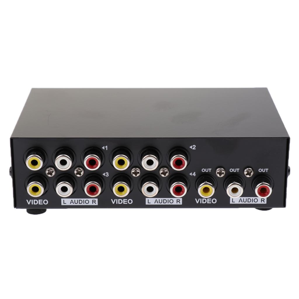 4Port RCA Video Audio AV Switch Switcher Selector 4 in 1 Out TV Splitter Box