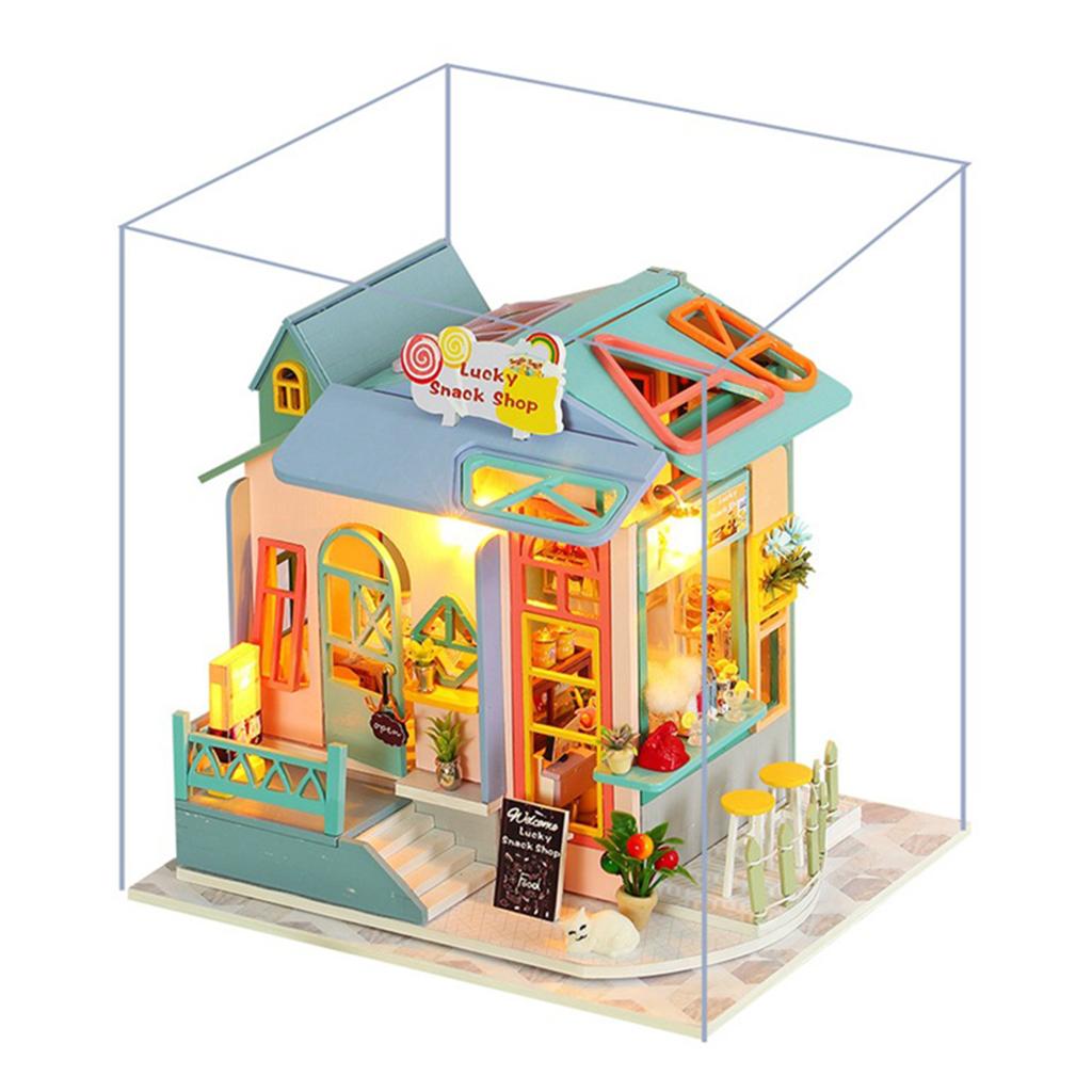 Mini Wooden Dollhouse Furniture Set Cottage Dream House Puzzle Toy A