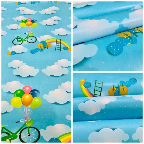 Decal cuộn dán tường có sẵn keo - decal dán phòng em bé - decal dán tường cầu vồng mây xanh
