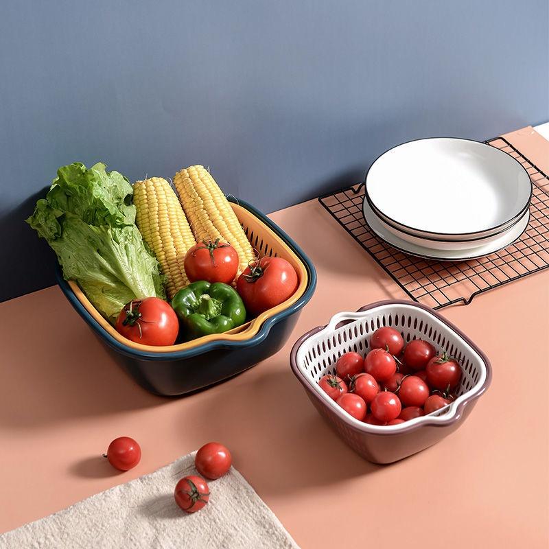 Rổ Nhựa Vuông Tròn Đựng Rửa Thực Phẩm Rau Củ Nhà Bếp - Set 6