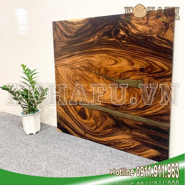 Mặt bàn vuông gỗ me tây nguyên tấm siêu hệ vân