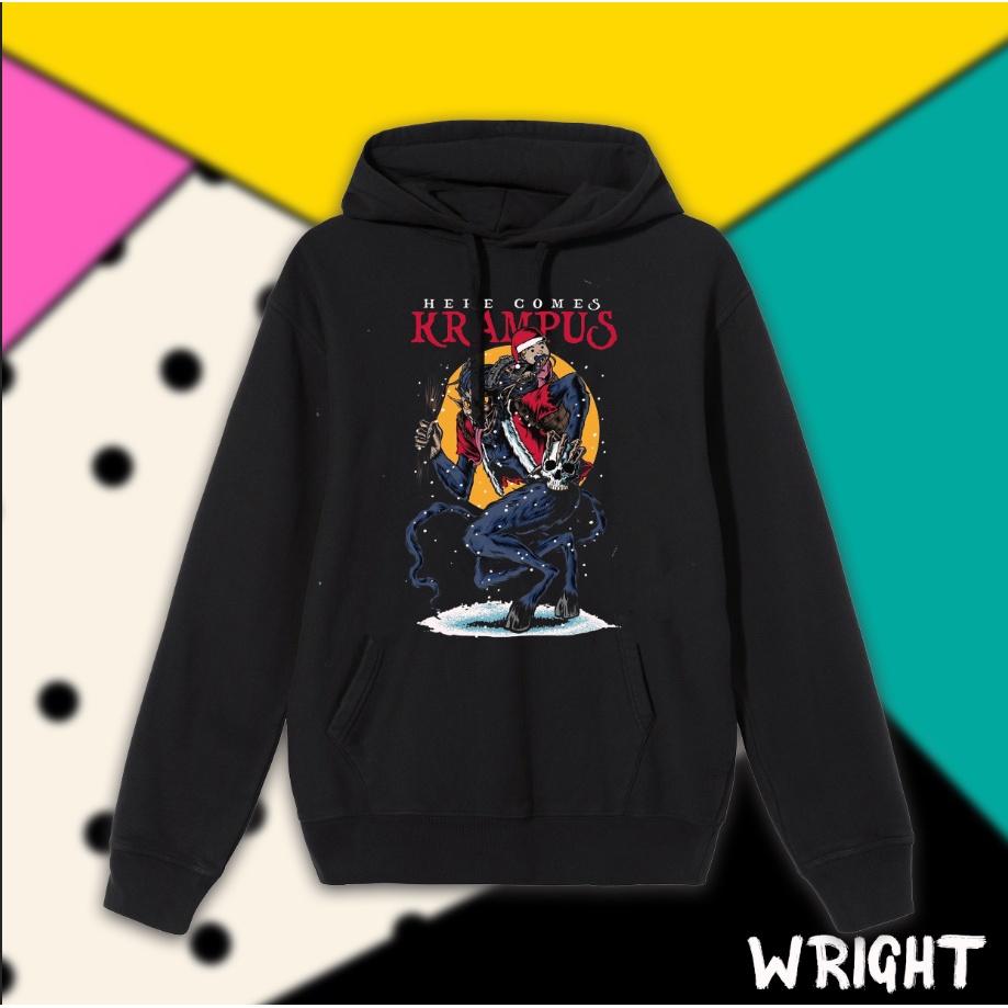 Áo hoodie Wright college Krampus halloween unisex