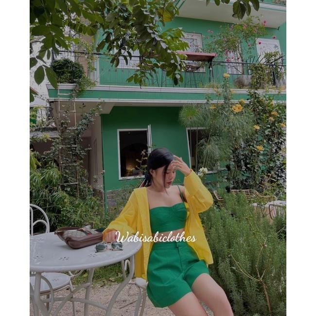 Set croptop sọt kèm áo sơmi sắc màu Wabisabi N1203