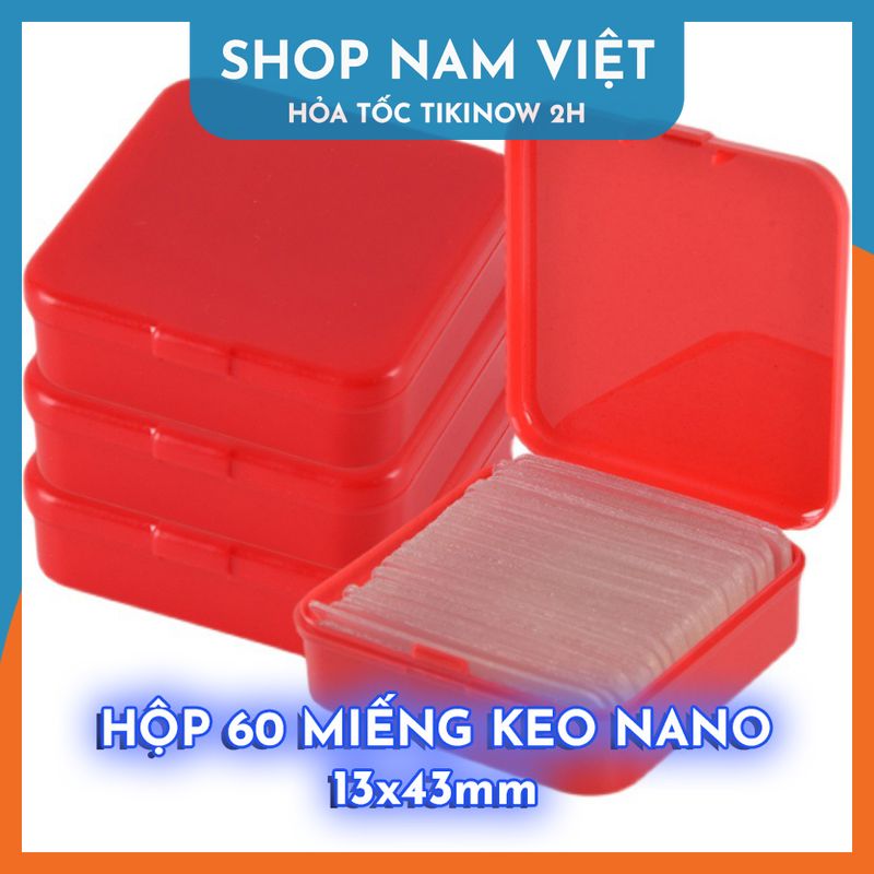 Hộp 60 Miếng Keo Nano 2 Mặt Trong Suốt Chống Nước, Không Để Vết Keo