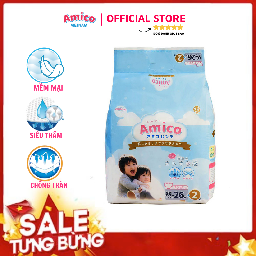 Bỉm - Tã quần Amico size XXL 26 + 2 miếng