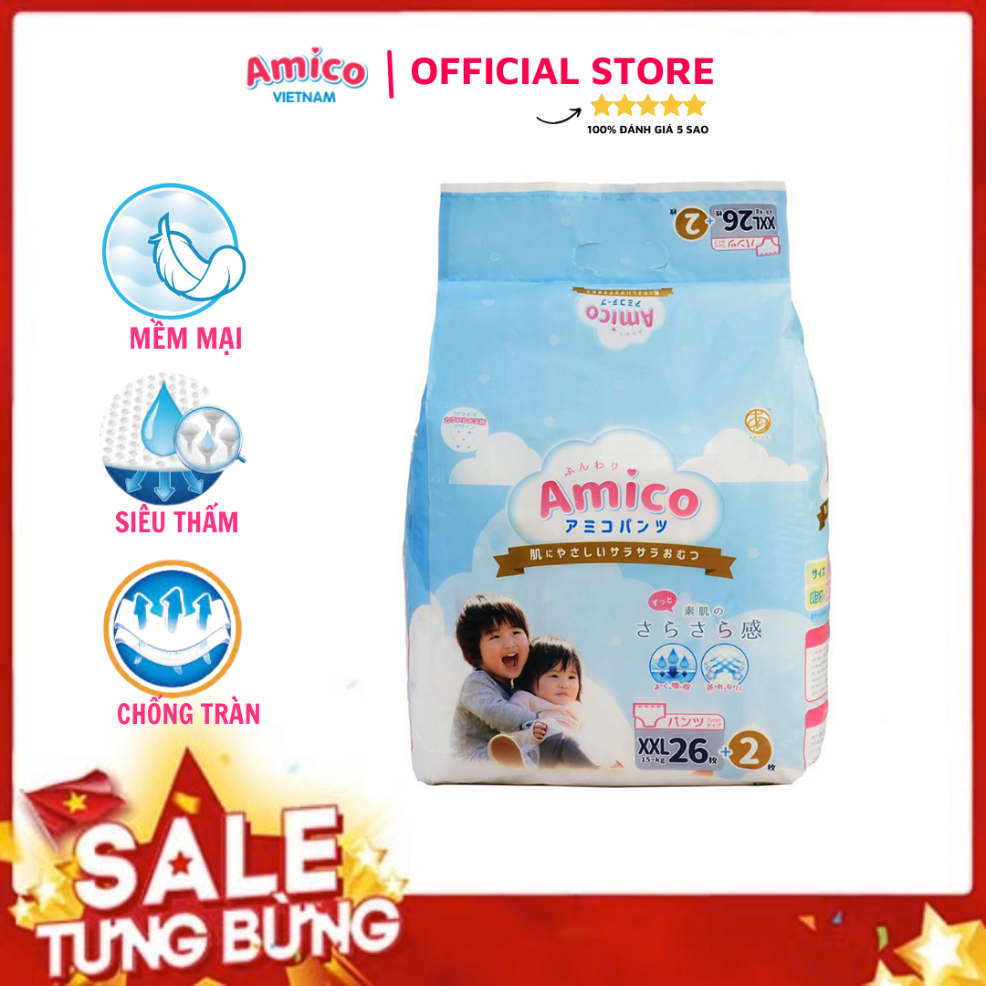 Bỉm - Tã quần Amico size XXL 26 + 2 miếng (Cho bé ≥15kg)