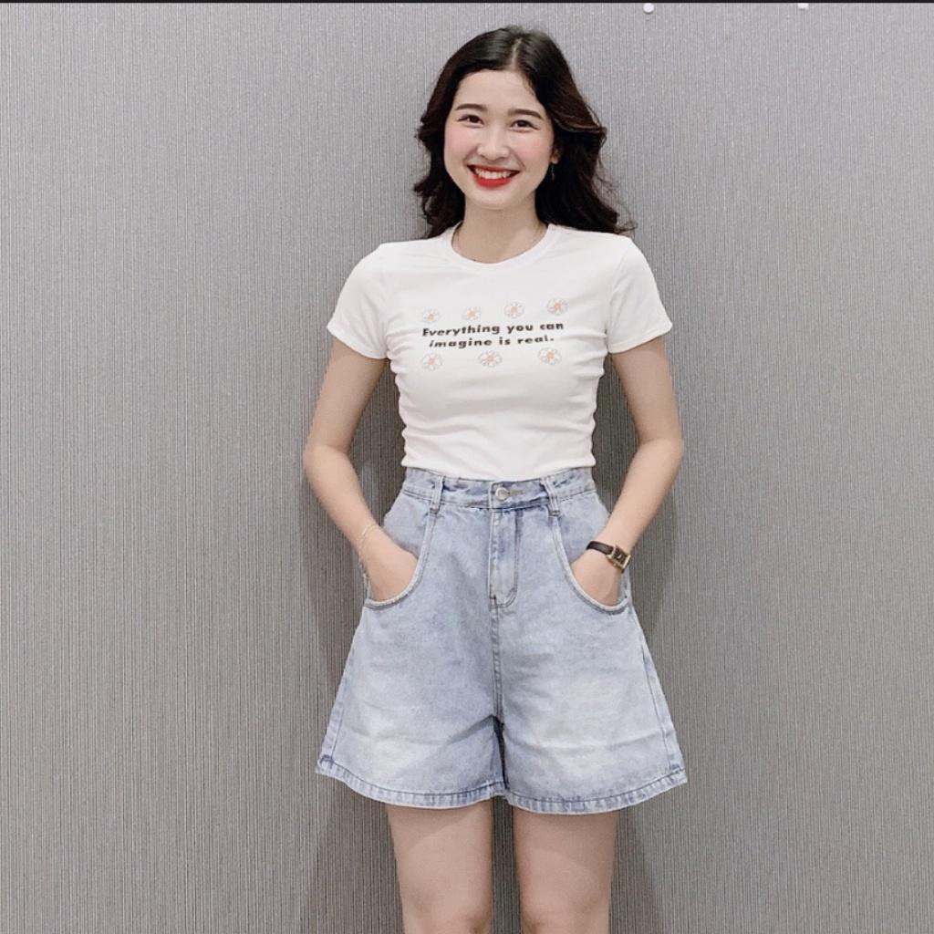 Quần short Jean lưng cao, quần bò ống rộng có bigsize tới70kg (JN)