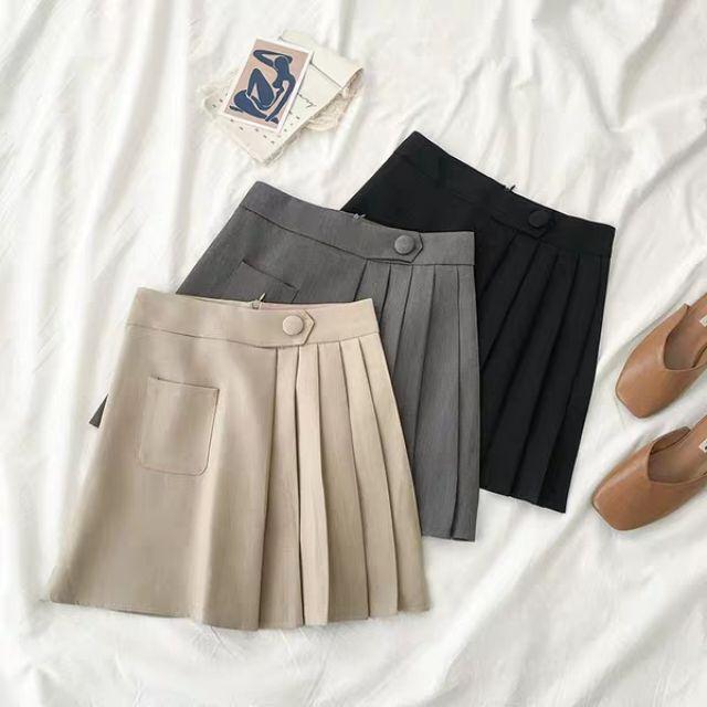 Chân váy xếp ly túi trước C019