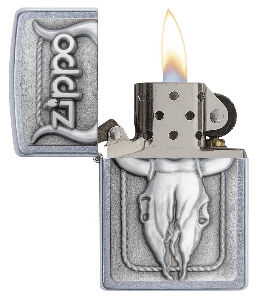 Bật Lửa Zippo Bull Skull Emblem Street Chrome 20286