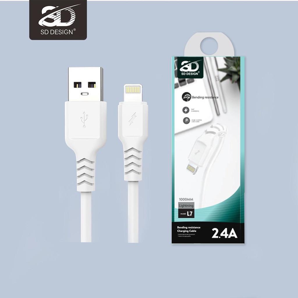 Cáp Sạc 2.4A SD DESIGN L7 sạc nhanh ổn định dây dài 1m dùng cho iphone, ipad bảo hành 1 đổi 1