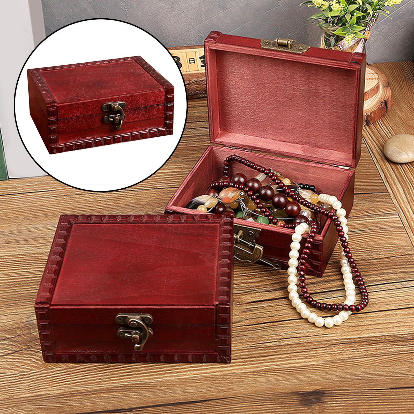 Vintage Style Wooden Box Decorative Jewelry Gift Storage Box with Lock