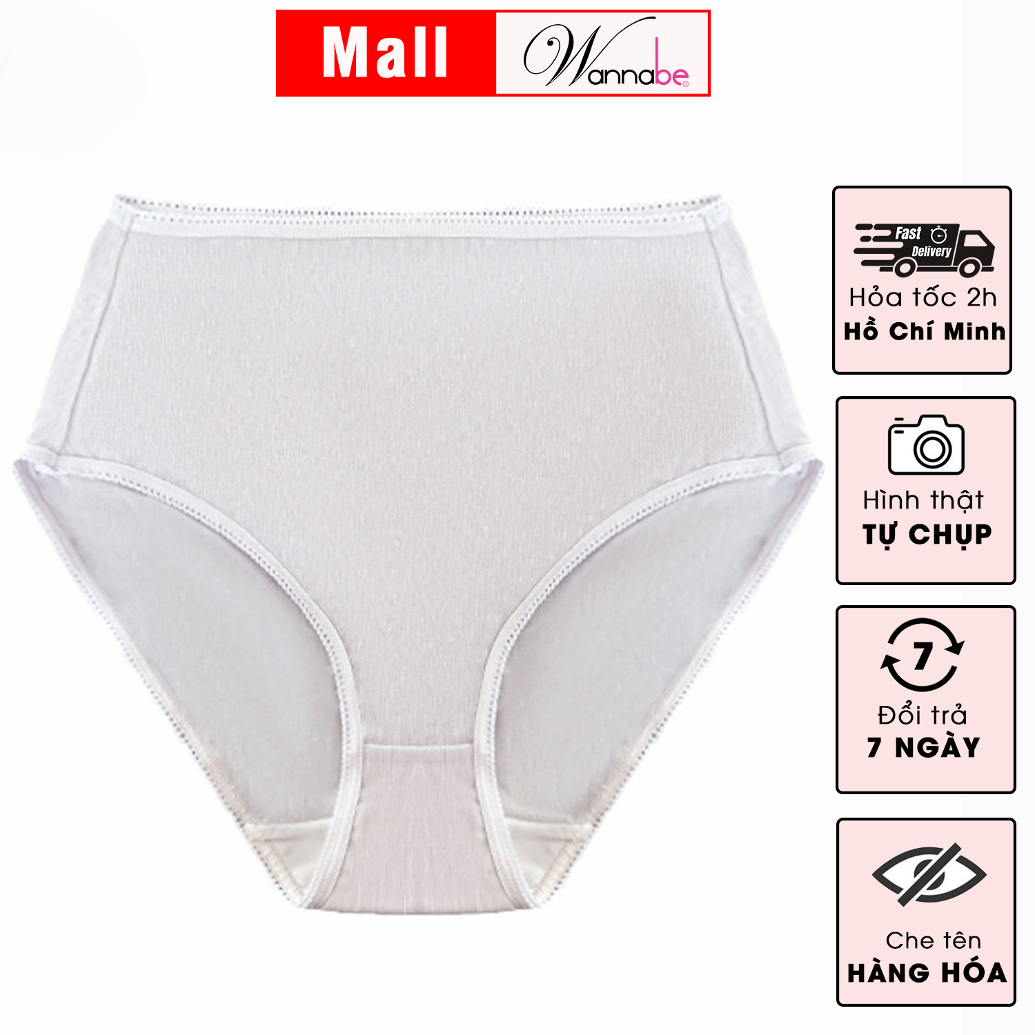 Quần lót gen nữ cao cấp WANNABE QLL09 quần chíp gen nhẹ lưng cao đáy cotton phần bụng lót 2 lớp che khuyết điểm vòng hai