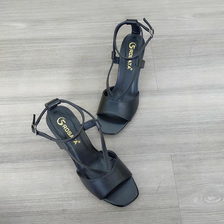 Giày sandal nữ cao gót 7 phân hàng hiệu rosata hai màu đen trắng ro346