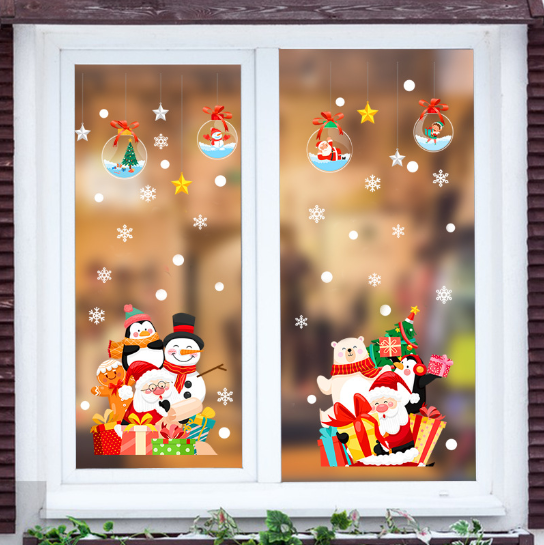Decal trang trí Noel - Rèm châu trong suốt và những người bạn