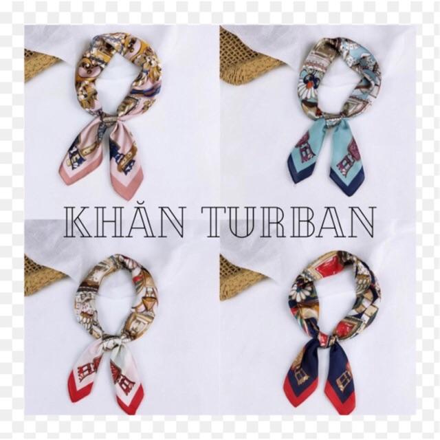 Khăn turban lụa vuông cao cấp choàng cổ size 70x70cm thanh lịch đa năng dùng làm áo yếm in hoa văn