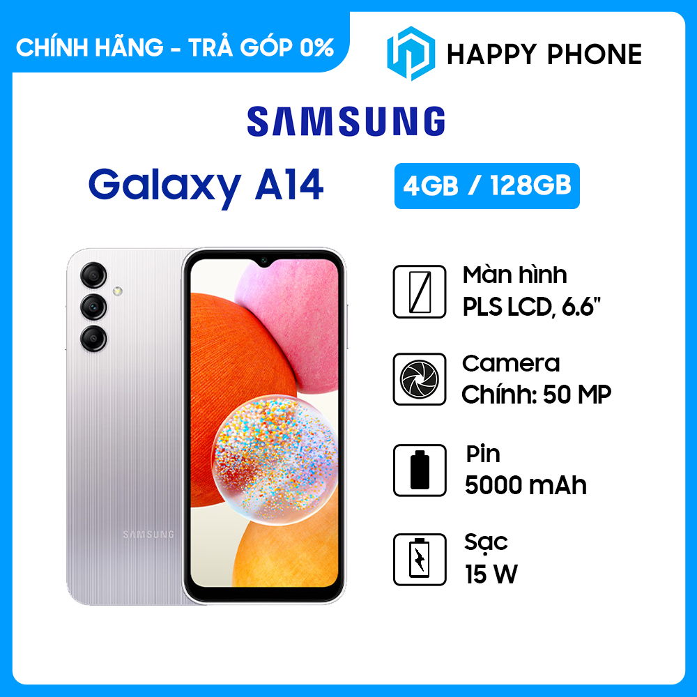 Điện thoại Samsung Galaxy A14  (4GB/128GB) - Hàng Chính Hãng - Đã kích hoạt bảo hành điện tử
