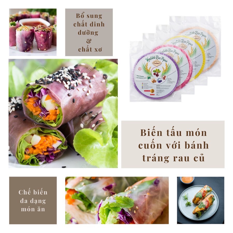 Bánh Tráng Hoa Đậu Biếc Tanisa - Bánh tráng rau củ hình tròn, màu tự nhiên từ rau củ, an toàn cho sức khỏe - Đạt Tiêu Chuẩn FDA Hoa Kỳ