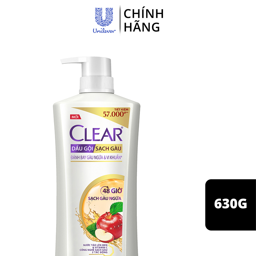 Dầu Gội Clear Thảo Dược Nuôi Dưỡng Da Đầu Từ Gốc, Sạch Gàu Và Giảm Gãy Rụng 630g - Gừng &amp; Hoa Cúc