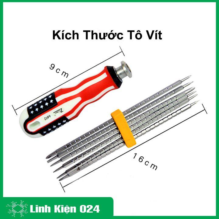 Bộ tô vít cờ Mỹ 6 trong 1 cao cấp 12 đầu vặn vít, tua vít đóng đảo chiều tiện lợi, đa năng