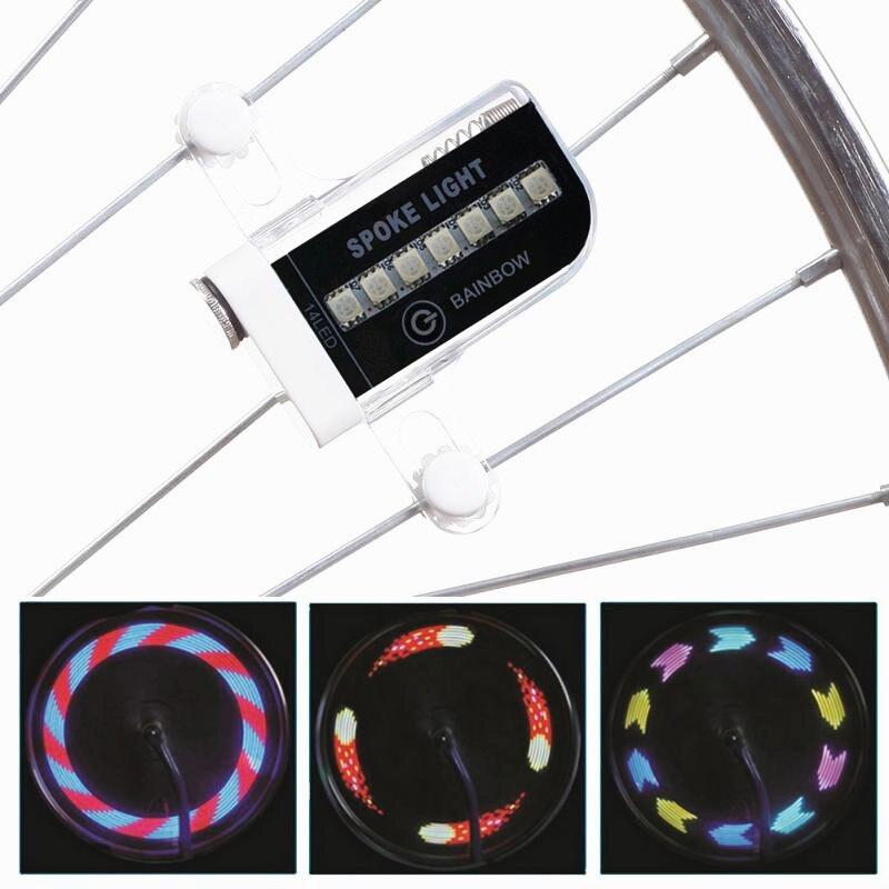 Hot Sale Two Side 14 LED Colorful Motorcycle Cycling Bicycle Bike Wheel Signal Tire Spoke Light 30 Changes Cycling Accessories