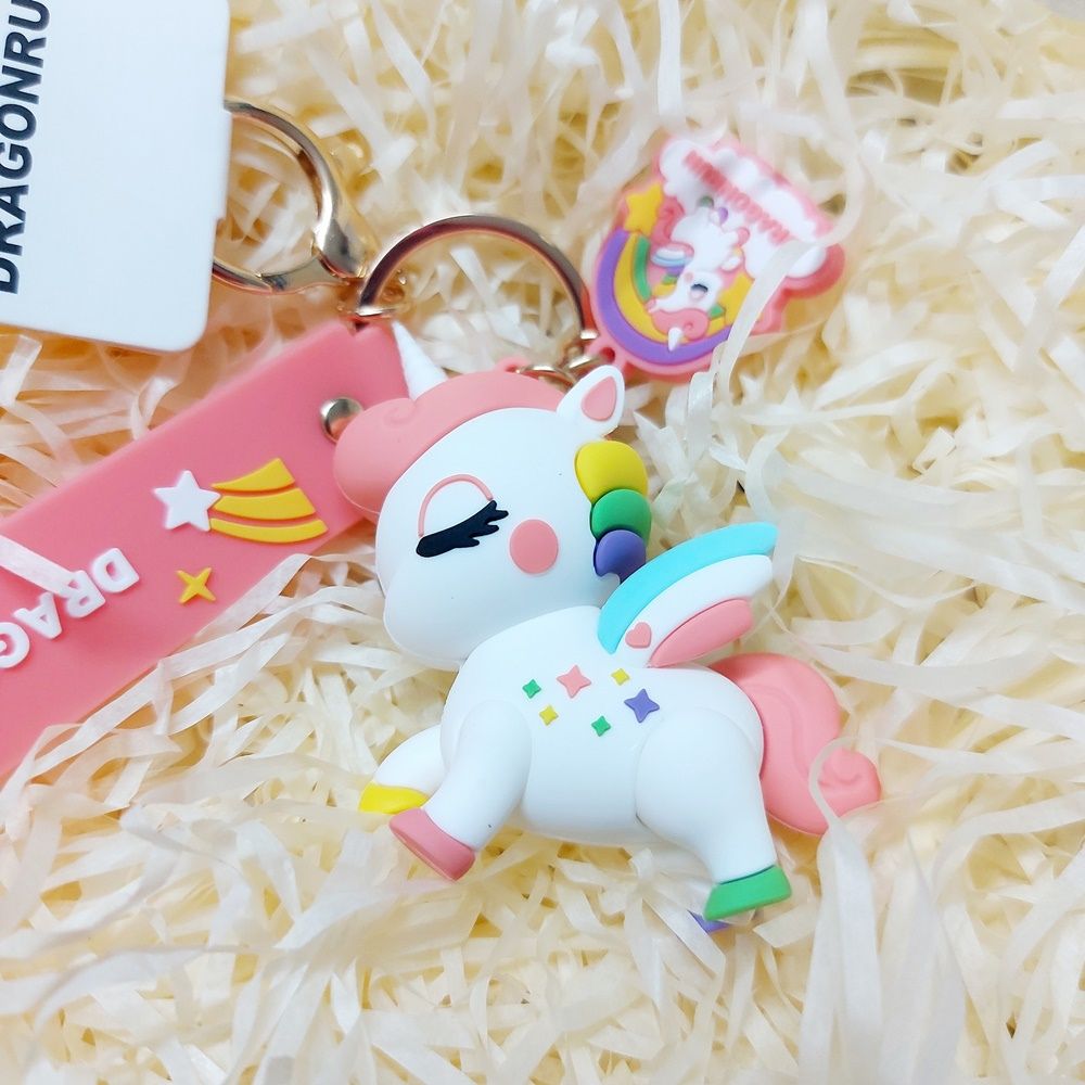 Móc Khóa Kỳ Lân Unicorn Trắng Hồng, Xanh Ngọc / Móc Khóa Ô Tô, Xe Máy Cao Cấp Siêu Đẹp