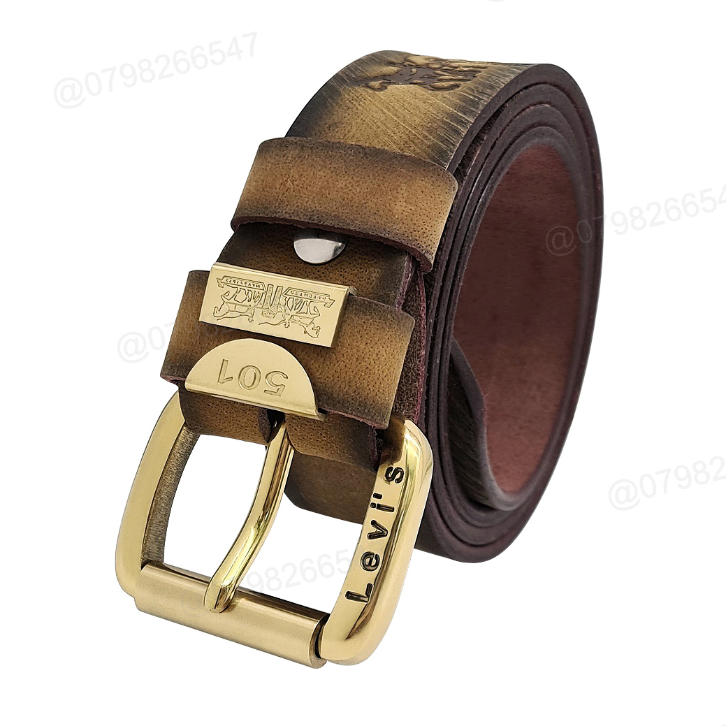 Dây nịt nam da bò sáp chữ DHM-414 | Đầu kim khoá đồng nguyên khối mạnh mẽ | Bảo hành 12 tháng