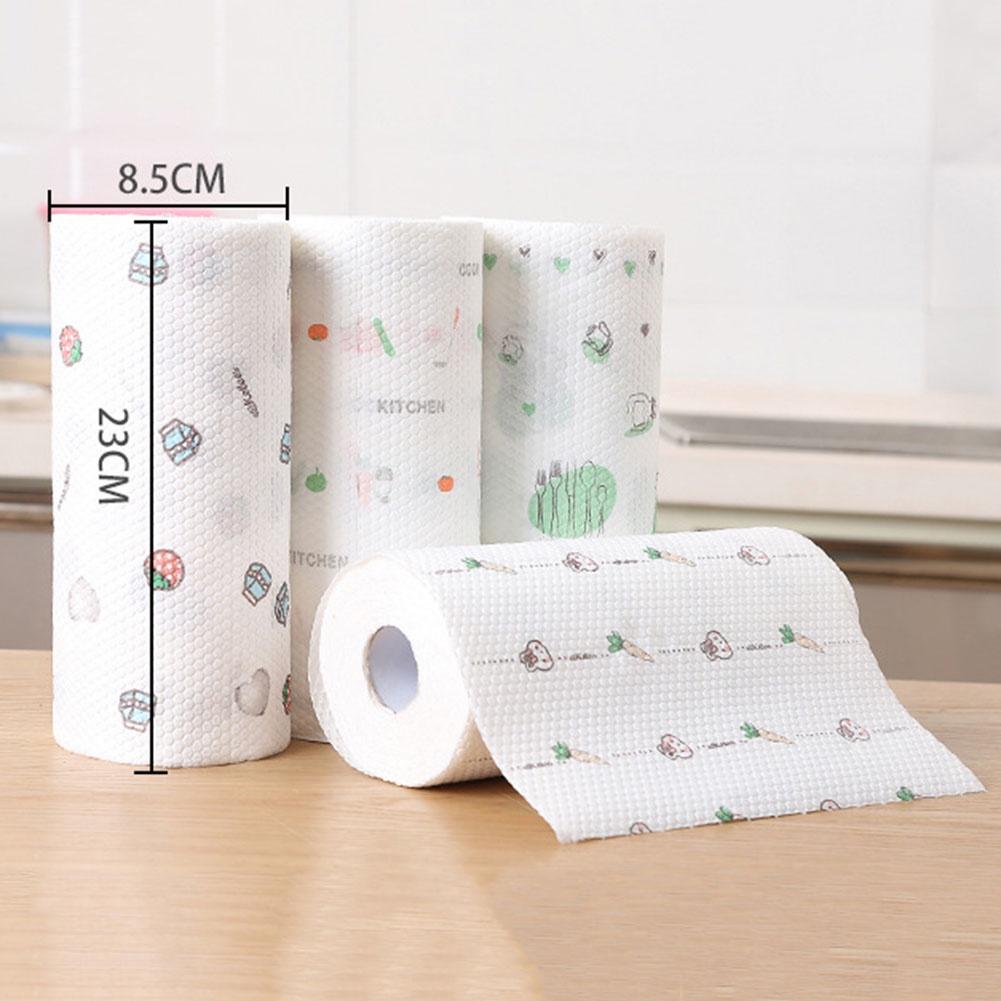 Cuộn 50 Khăn Lau Chén Dĩa Bằng Cotton Sử Dụng Một Lần Có Thể Tái Sử Dụng