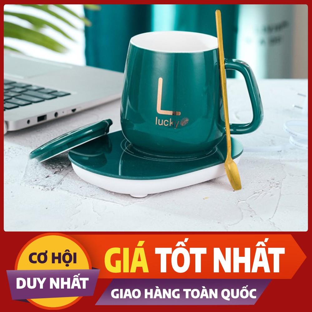 Cốc Hâm Nóng Kèm Đế Điện -Cốc Hâm Nóng Cafe,Trà ,Sữa Tiện Lợi Tặng Thìa Vàng