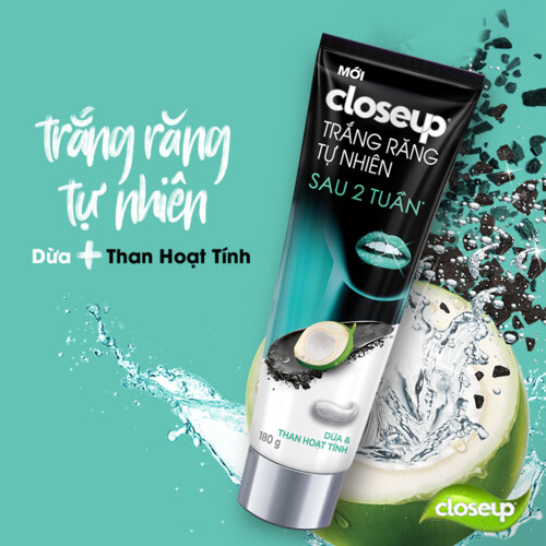 Combo 3 Kem Đánh Răng Closeup Giúp Làm Trắng Răng Tự Nhiên Sau 2 Tuần Với Chiết Xuất Dừa Và Than Hoạt Tính 230G/Tuýp