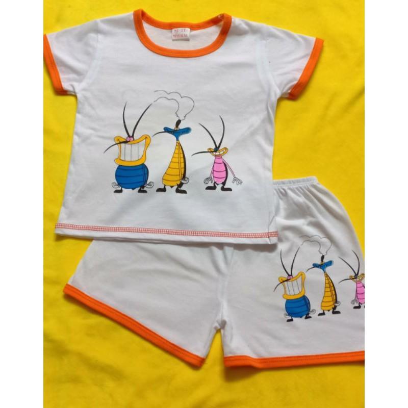 Sét 3 bộ cộc tay thun cotton cho bé size 4kg đến 45kg.Ngẫu nhiên màu