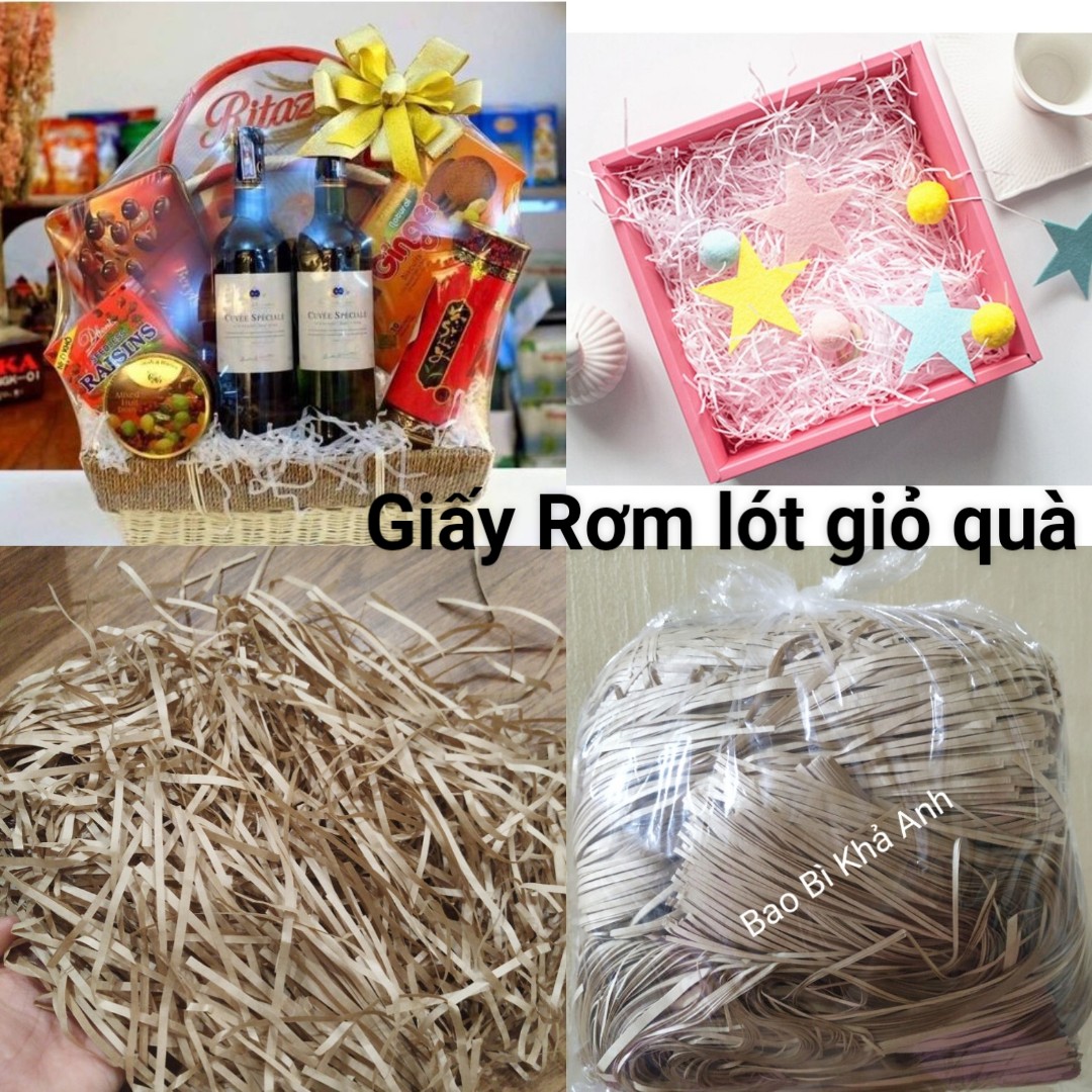 Rơm giấy vụn LÓT giỏ Quà TẾT 2023 Hàng đẹp siêu sáng giỏ quà 500gram với 1kg - Bao Bì Khả Anh