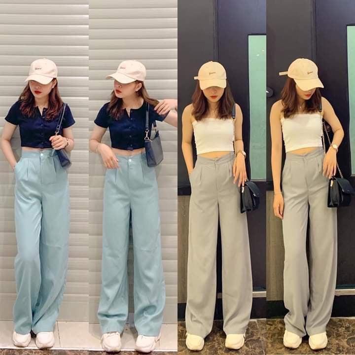 Quần đũi nhật ống rộng dài,quần culottes đũi ống rộng lưng cao 3 màu WINYSTORE