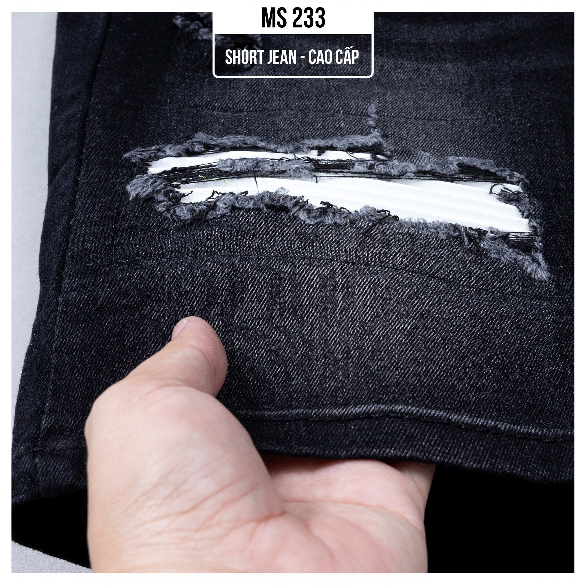 Hình ảnh Quần short jean nam, quần short jean nam chất jean co dãn phối họa tiết rách cực đẹp thương hiệu chandi, mẫu mới CD233