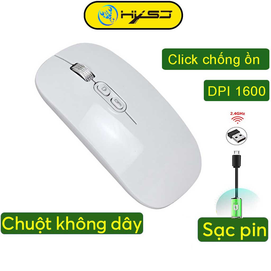 Chuột không dây Bluetooth HXSJ M103 wireless tự sạc pin siêu mỏng không gây tiếng ồn cho laptop MCBook PC Tablet PAD-Hàng Chính Hãng