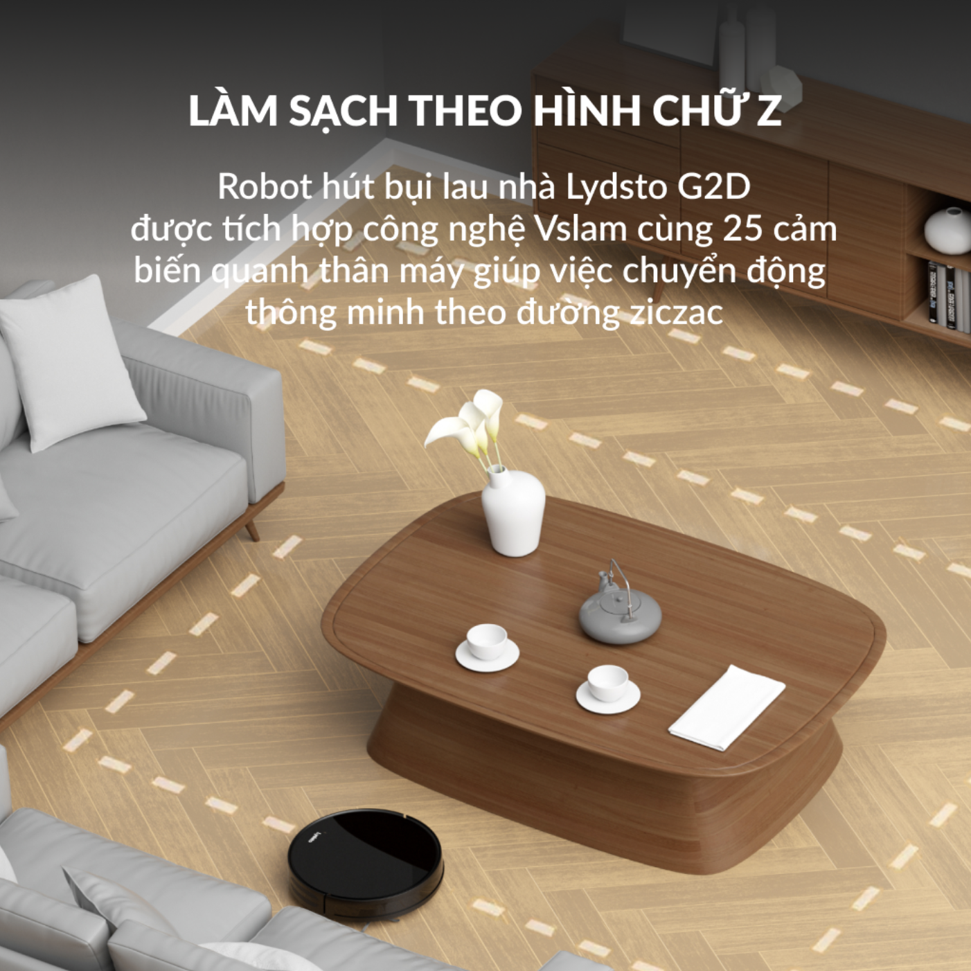 Robot hút bụi lau nhà Xiaomi Lydsto G2D - Lực hút 3000Pa, làm sạch 3 trong 1, điều khiển giọng nói, tránh vật cản - Hàng chính hãng