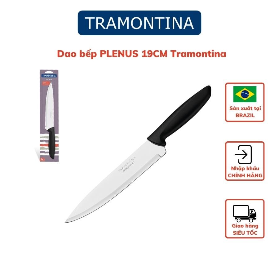 Dao bếp Tramontina PLENUS 23426 đầu nhọn 19cm chất liệu thép không gỉ cán nhựa PP cao cấp dễ tạo hình nhập khẩu Brazil