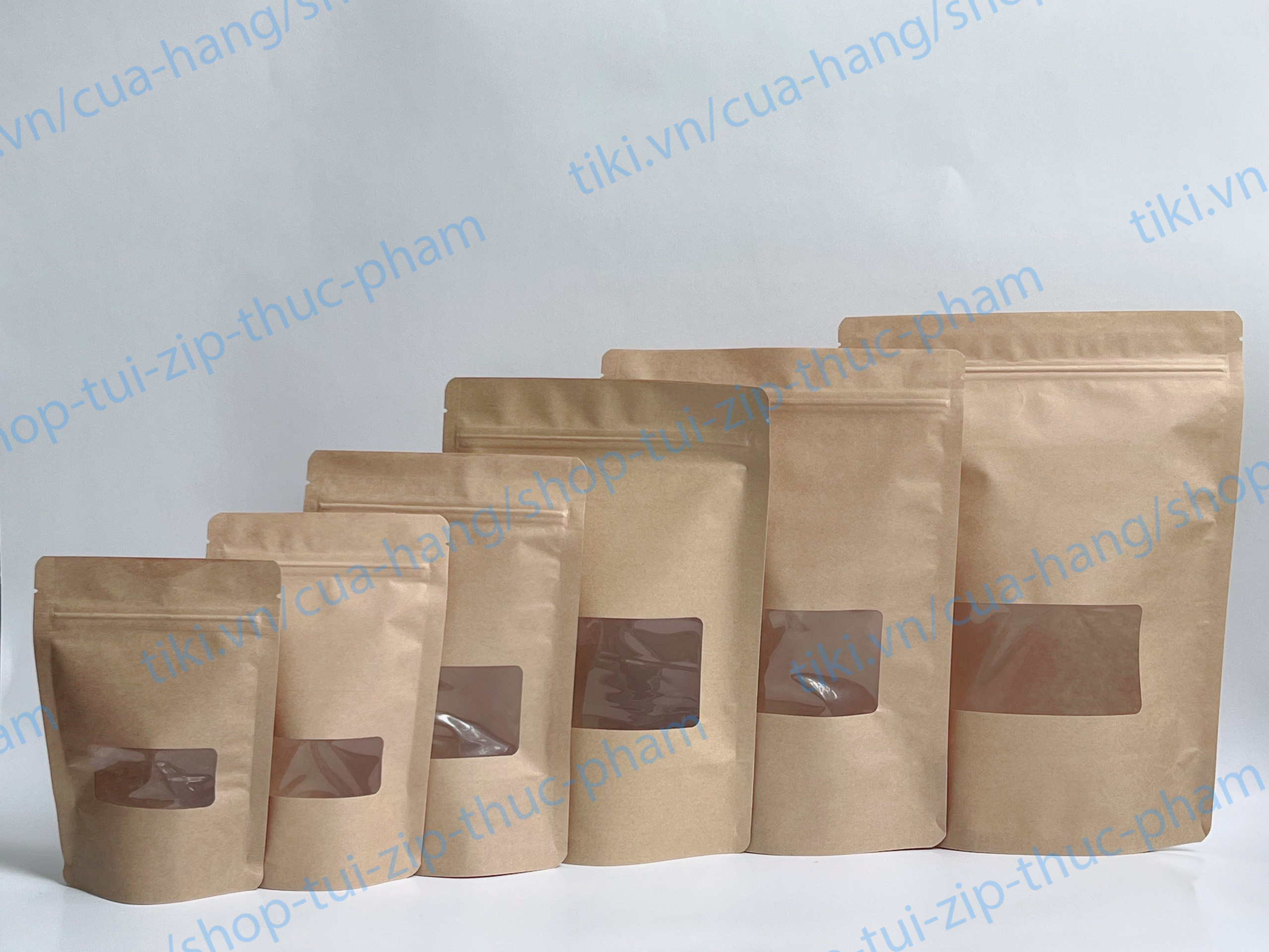 1 Cái Túi Zip Giấy Cửa Sổ - Túi zip giấy kraft đáy đứng - Túi Giấy Đựng Thực Phẩm Khô